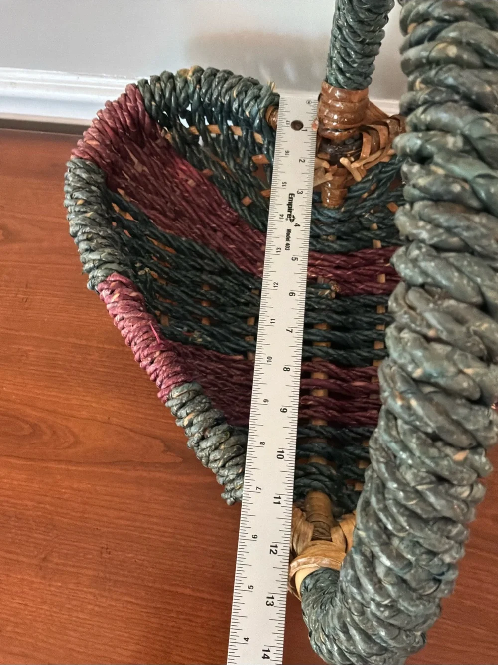 Dark Teal& Light Purple Heart-Shaped Woven Basket